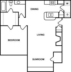 1 bed 1 bath Floor Plan 4